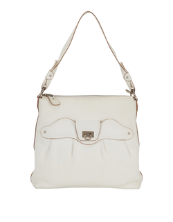 Gancio Shoulder Bag, Leather, White, EE-217379, DB, 2*